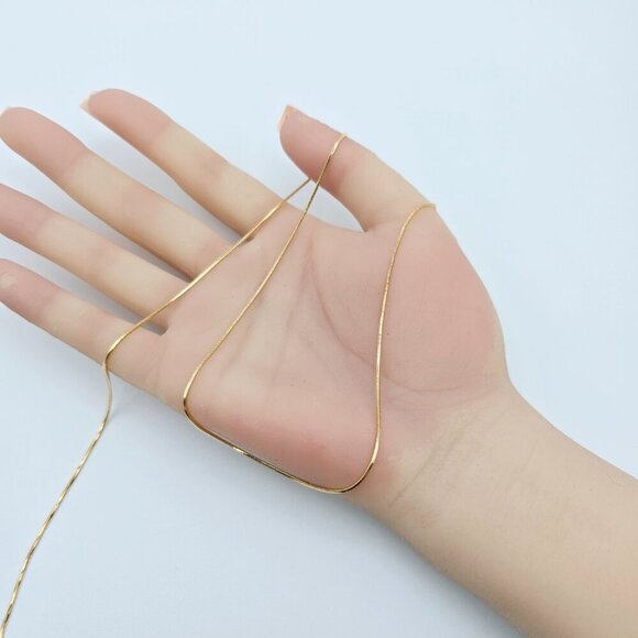 "Rose Gold Flat Snake Chain Necklace | 50cm Elegant Minimal Design, XPNL0115 - Picture 11 of 13